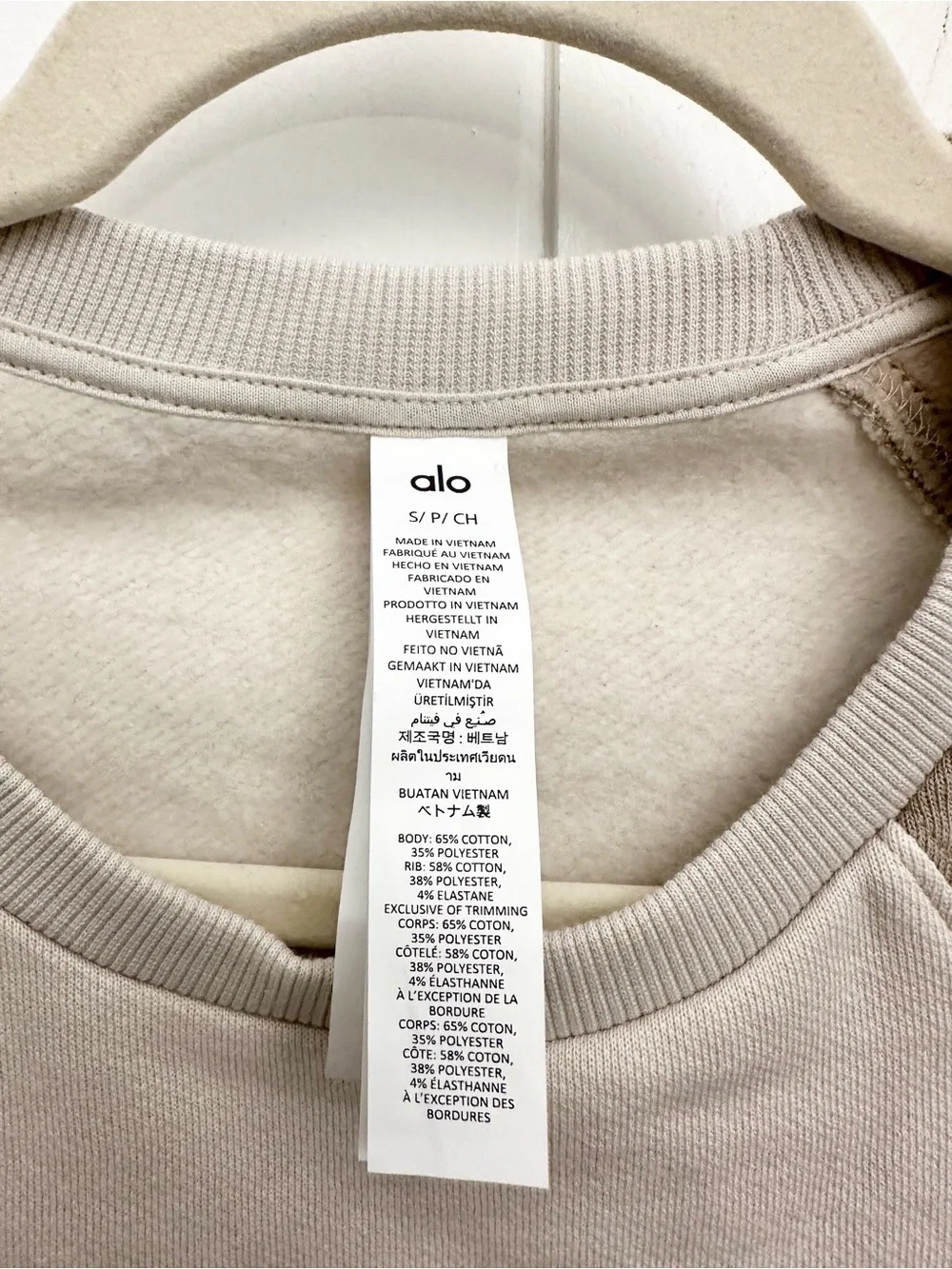 Alo Make Waves Crew Neck Pullover In Ivory/Bone/Gravel Size S